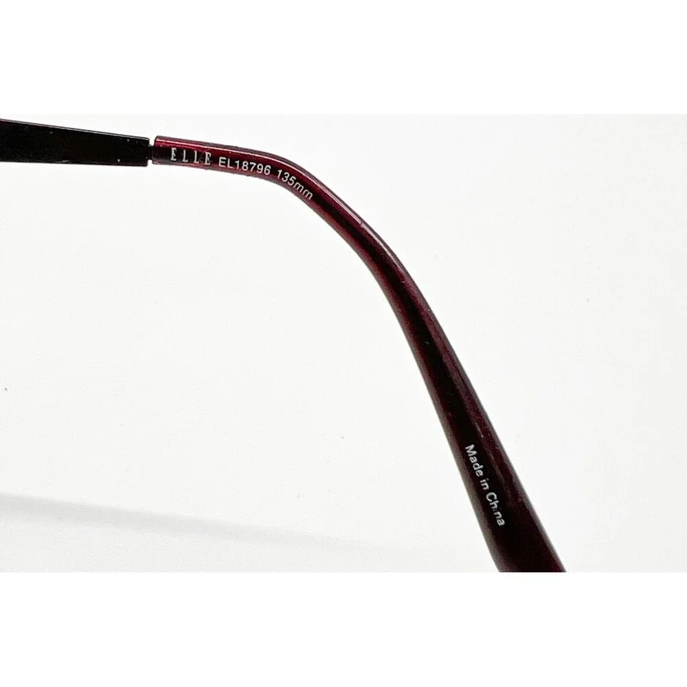 Elle Eyeglasses Womens Burgundy Rectangular Semi-Rimless EL18796 53-17-135